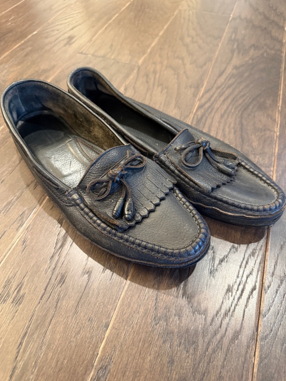 Giorgio Brutini Black Leather Tassel Kiltie Loafers